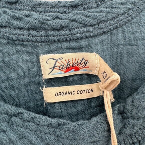 Faherty Topanga Organic Cotton Stormy Sea Blue Gauzy Scoop Neck XS Tank Top NWT - Picture 8 of 10